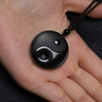 Fortune Jewel "Sending Balance and Protection" Obsidian Yin Yang Necklace Includes Gift Message Card Fortune Jewel
