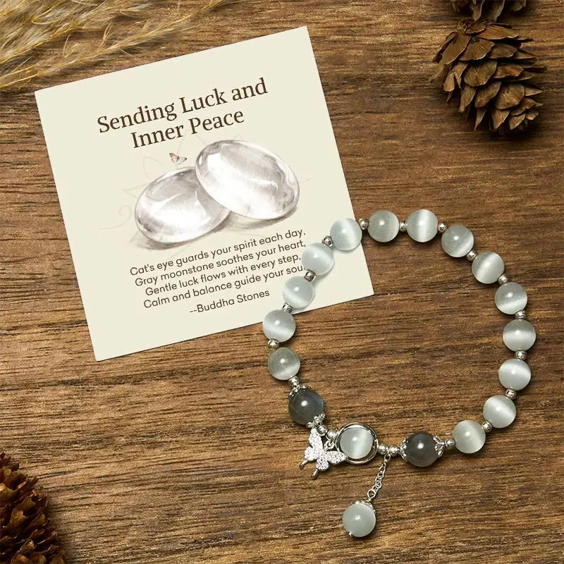 Fortune Jewel "Sending Luck and Inner Peace" Cat's Eye Butterfly Bracelet Includes Gift Message Card Fortune Jewel