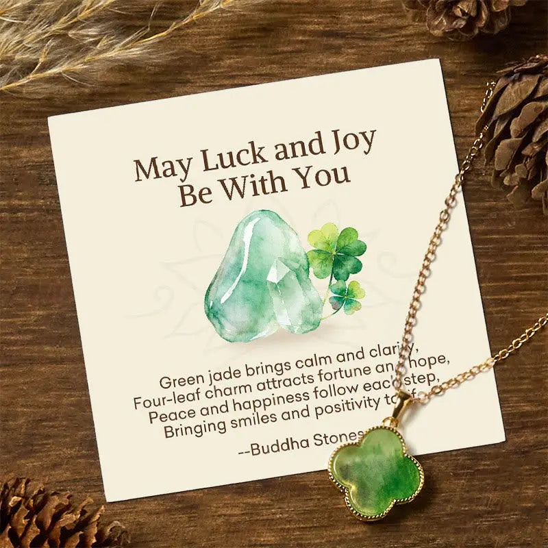 Fortune Jewel "May Luck and Joy Be With You" Jade Necklace Includes Gift Message Card Fortune Jewel