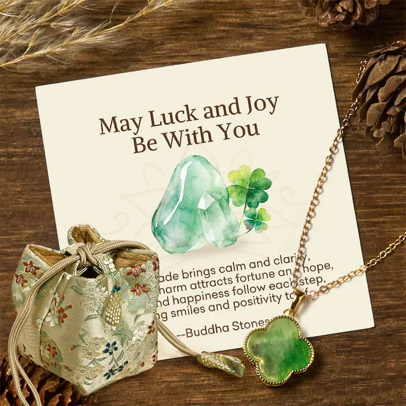 Fortune Jewel "May Luck and Joy Be With You" Jade Necklace Includes Gift Message Card Fortune Jewel