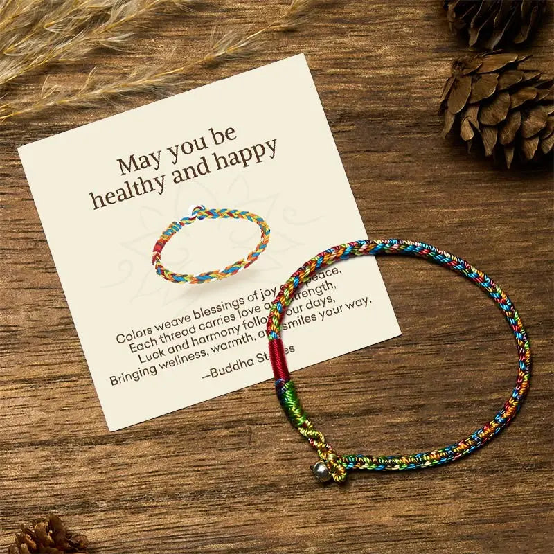 Fortune Jewel "May you be healthy and happy" Lucky Multicolored Bracelet Includes Gift Message Card Fortune Jewel