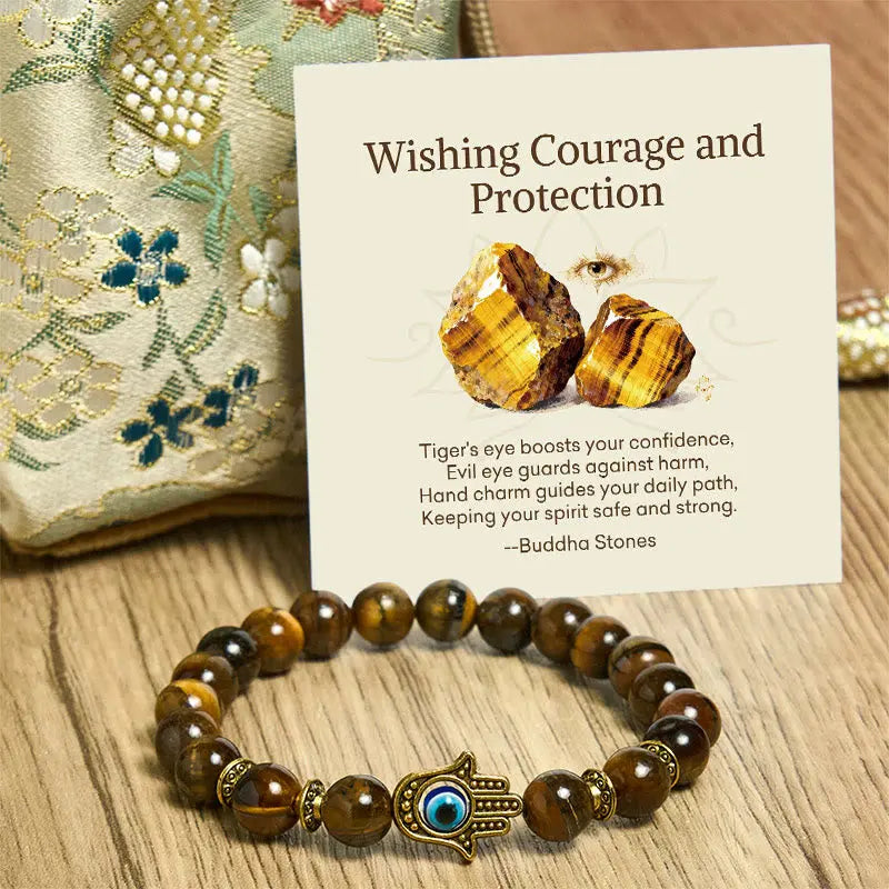 Fortune Jewel "Wishing Courage and Protection" Tiger Eye Bracelet Includes Gift Message Card Fortune Jewel