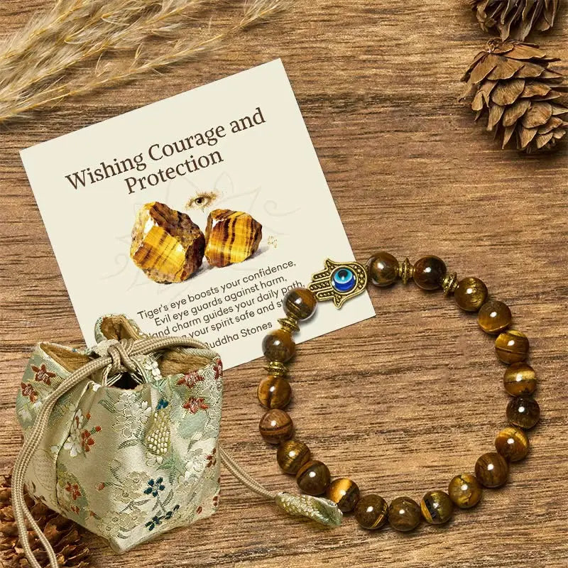 Fortune Jewel "Wishing Courage and Protection" Tiger Eye Bracelet Includes Gift Message Card Fortune Jewel
