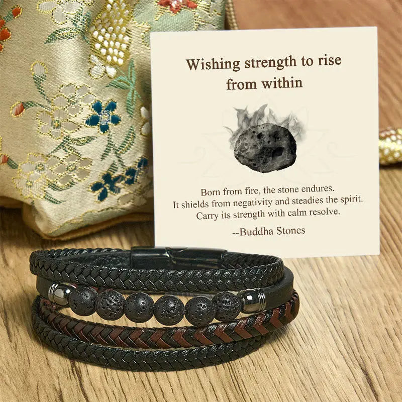 Fortune Jewel "Wishing Strength to Rise from Within" Lava Rock Bracelet Includes Gift Message Card Fortune Jewel