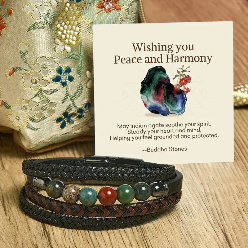 Fortune Jewel "Wishing You Peace and Harmony" Indian Agate Bracelet Includes Gift Message Card Fortune Jewel