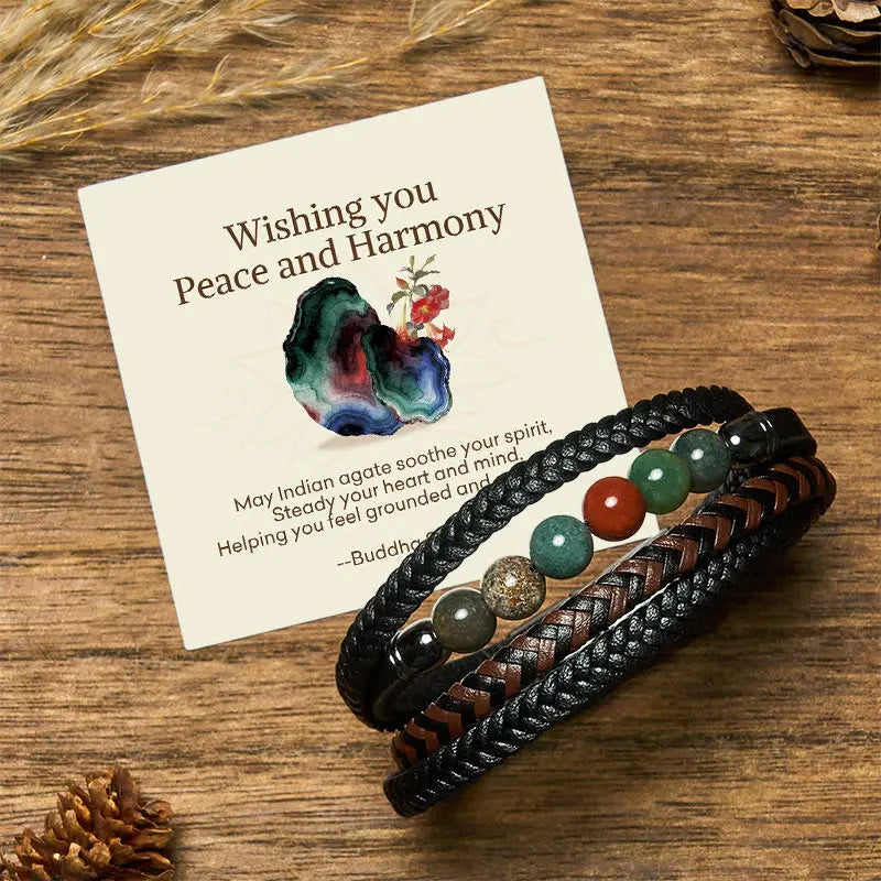 Fortune Jewel "Wishing You Peace and Harmony" Indian Agate Bracelet Includes Gift Message Card Fortune Jewel