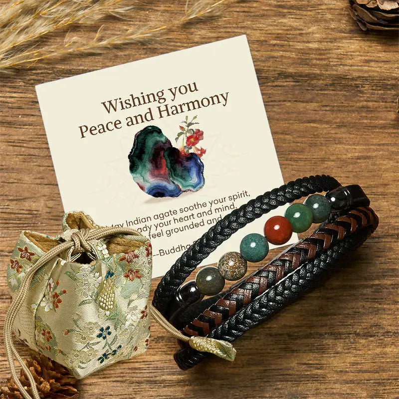 Fortune Jewel "Wishing You Peace and Harmony" Indian Agate Bracelet Includes Gift Message Card Fortune Jewel