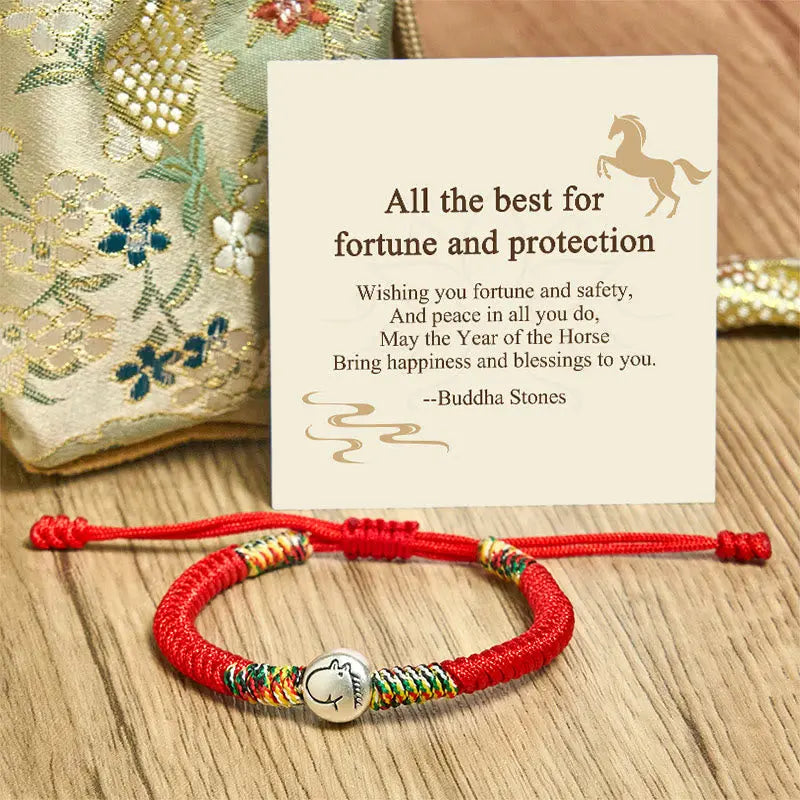 Buddha Stones "All the Best for Fortune and Protection" Year of the Horse Includes Gift Message Card Fortune Jewel