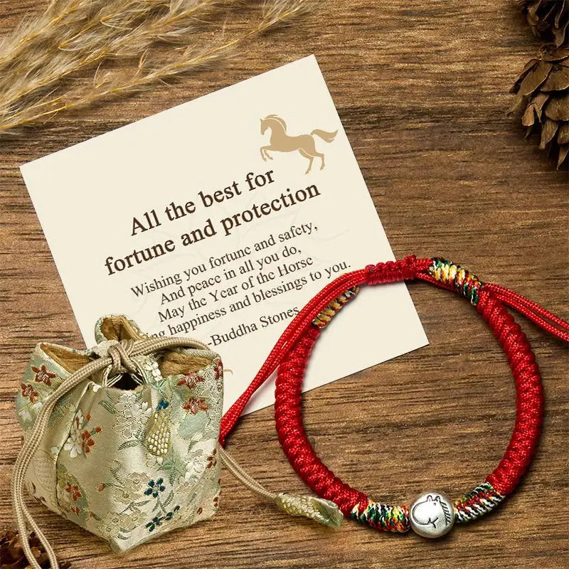 Buddha Stones "All the Best for Fortune and Protection" Year of the Horse Includes Gift Message Card Fortune Jewel