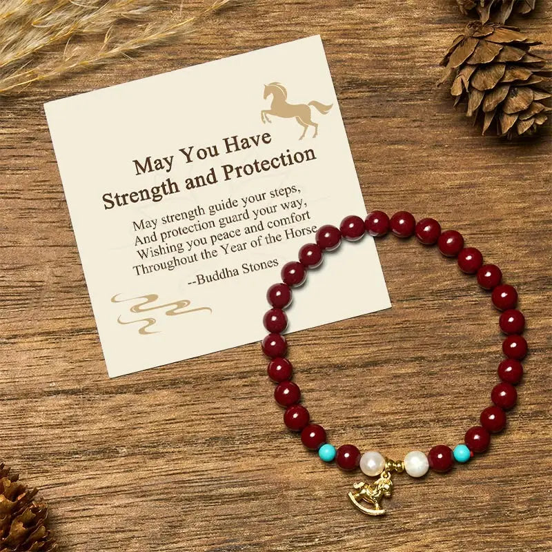 Buddha Stones "May You Have Strength and Protection" Year of the Horse Includes Gift Message Card Fortune Jewel