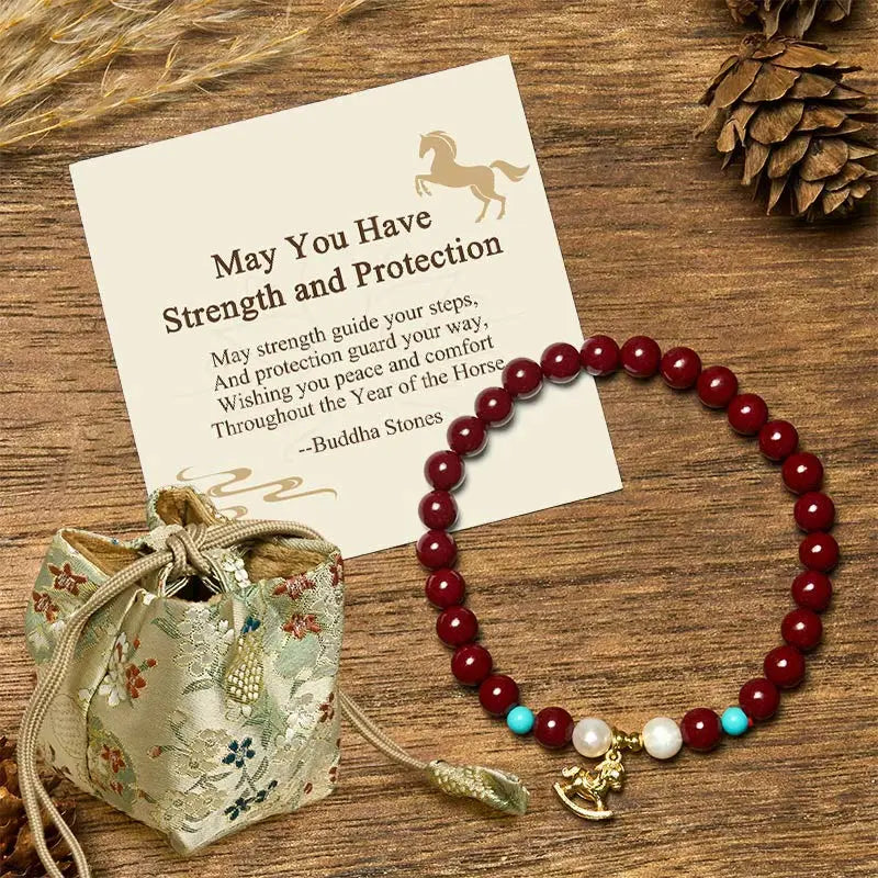 Buddha Stones "May You Have Strength and Protection" Year of the Horse Includes Gift Message Card Fortune Jewel