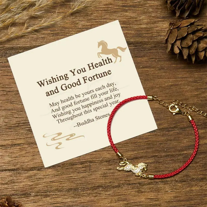 Buddha Stones "Wishing You Health and Good Fortune" Year of the Horse Includes Gift Message Card Fortune Jewel