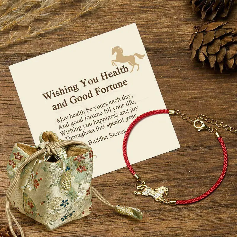 Buddha Stones "Wishing You Health and Good Fortune" Year of the Horse Includes Gift Message Card Fortune Jewel