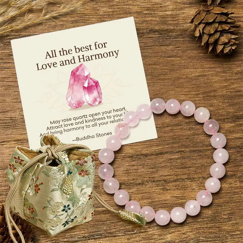 Fortune Jewel "All the Best for Love and Harmony" Stone Quartz Bracelet Includes Gift Message Card Fortune Jewel