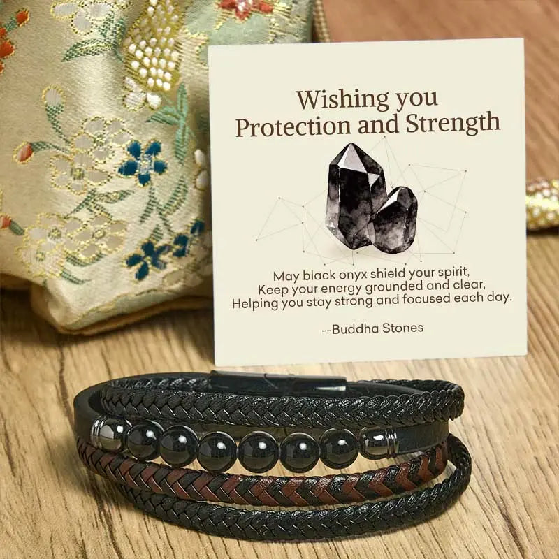 Fortune Jewel "Wishing You Protection and Strength" Black Onyx Bracelet Includes Gift Message Card Fortune Jewel