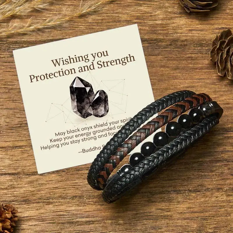 Fortune Jewel "Wishing You Protection and Strength" Black Onyx Bracelet Includes Gift Message Card Fortune Jewel