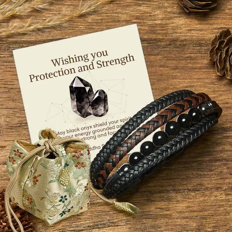 Fortune Jewel "Wishing You Protection and Strength" Black Onyx Bracelet Includes Gift Message Card Fortune Jewel