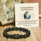 Fortune Jewel "Sending Balance and Protection" Rainbow Obsidian Bracelet Includes Gift Message Card Fortune Jewel
