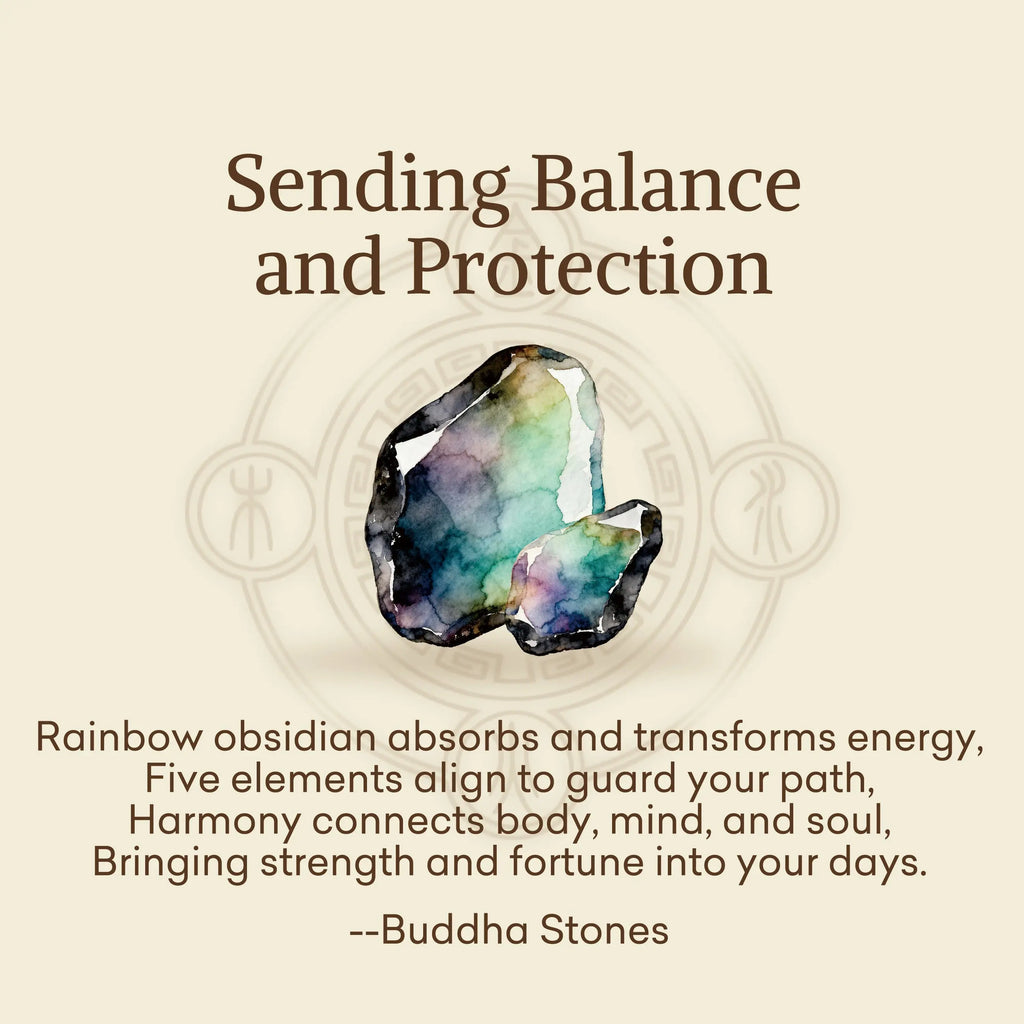 Fortune Jewel "Sending Balance and Protection" Rainbow Obsidian Bracelet Includes Gift Message Card Fortune Jewel