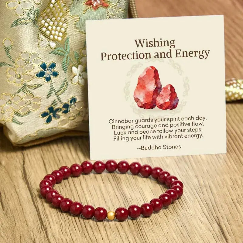 Fortune Jewel "Wishing Protection and Energy" Cinnabar Bracelet Includes Gift Message Card Fortune Jewel