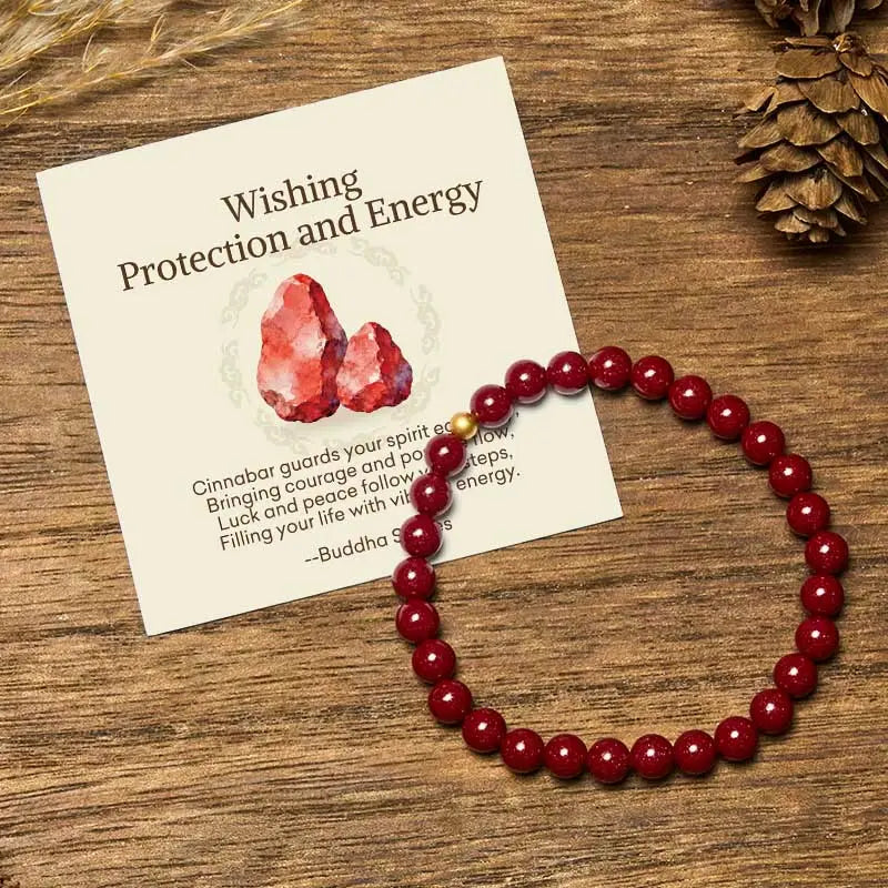 Fortune Jewel "Wishing Protection and Energy" Cinnabar Bracelet Includes Gift Message Card Fortune Jewel
