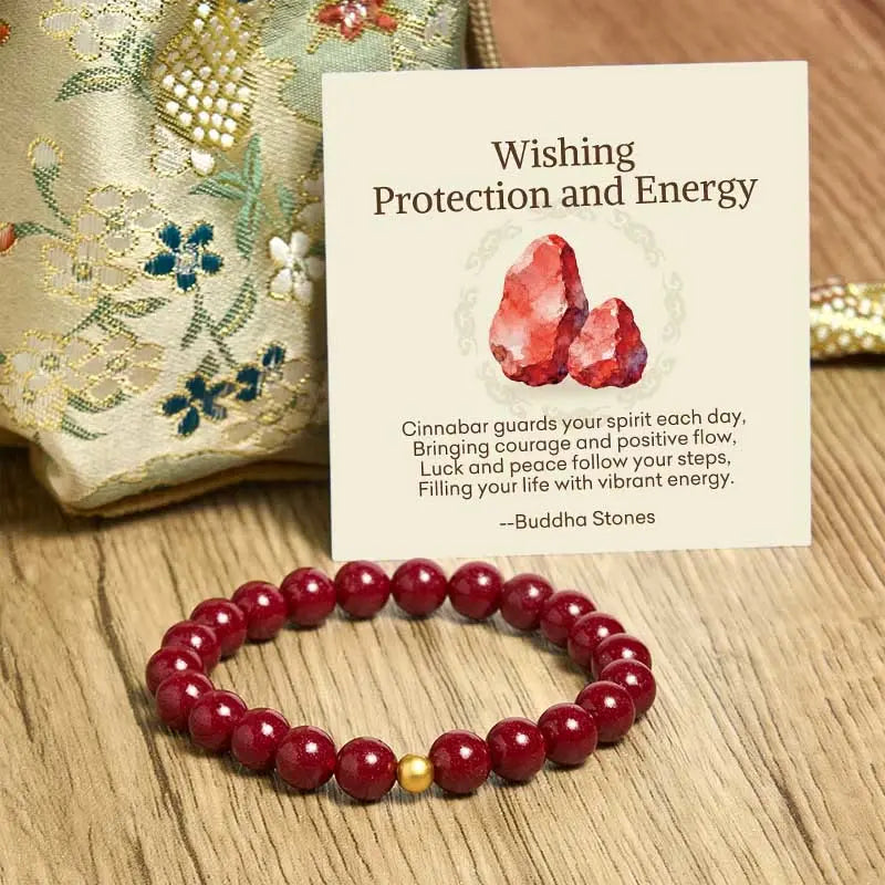 Fortune Jewel "Wishing Protection and Energy" Cinnabar Bracelet Includes Gift Message Card Fortune Jewel