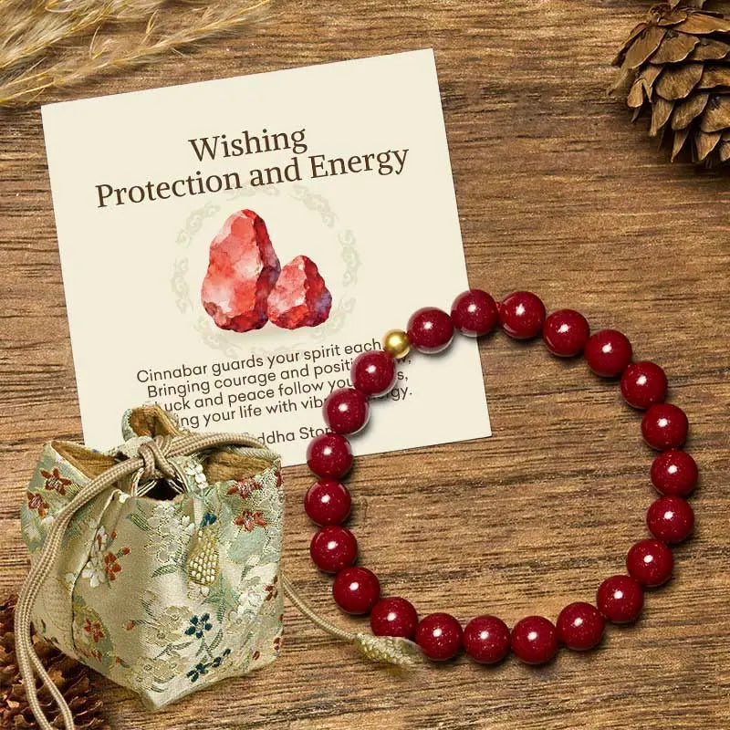 Fortune Jewel "Wishing Protection and Energy" Cinnabar Bracelet Includes Gift Message Card Fortune Jewel