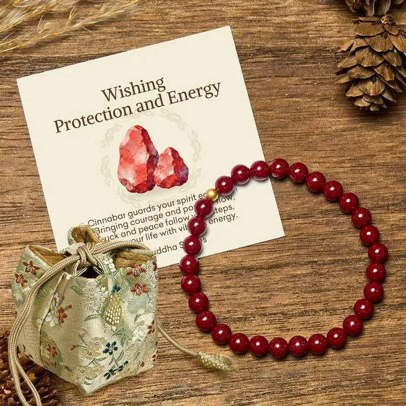 Fortune Jewel "Wishing Protection and Energy" Cinnabar Bracelet Includes Gift Message Card Fortune Jewel