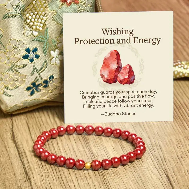 Fortune Jewel "Wishing Protection and Energy" Cinnabar Bracelet Includes Gift Message Card Fortune Jewel