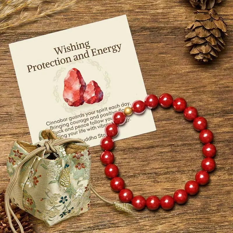 Fortune Jewel "Wishing Protection and Energy" Cinnabar Bracelet Includes Gift Message Card Fortune Jewel