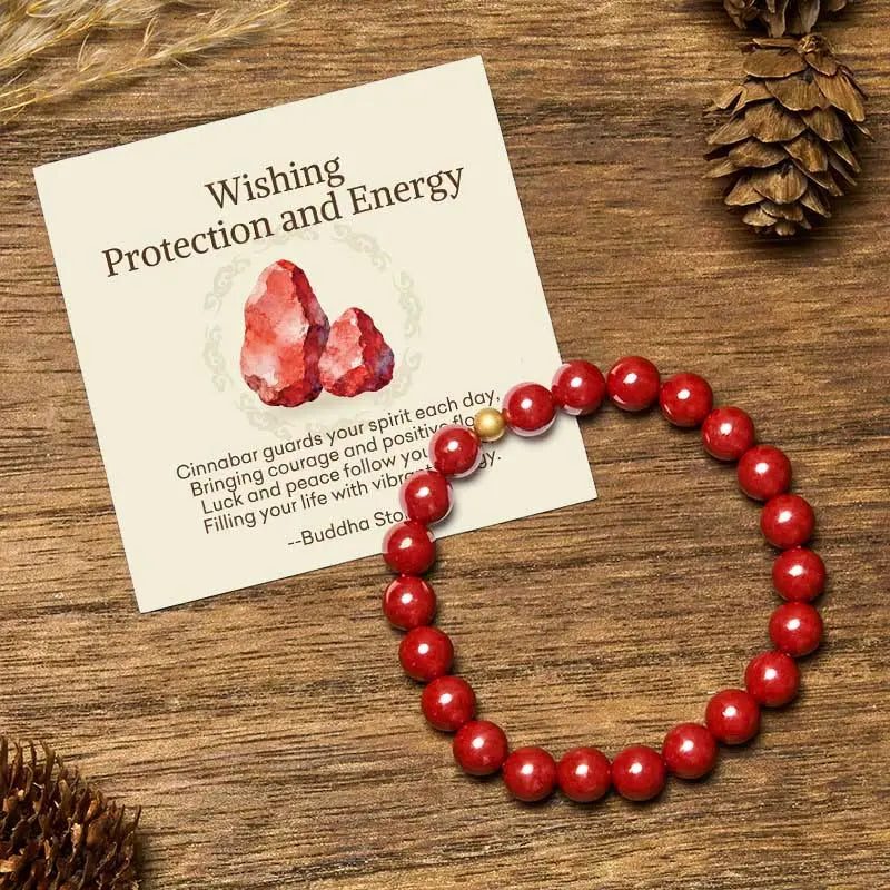 Fortune Jewel "Wishing Protection and Energy" Cinnabar Bracelet Includes Gift Message Card Fortune Jewel
