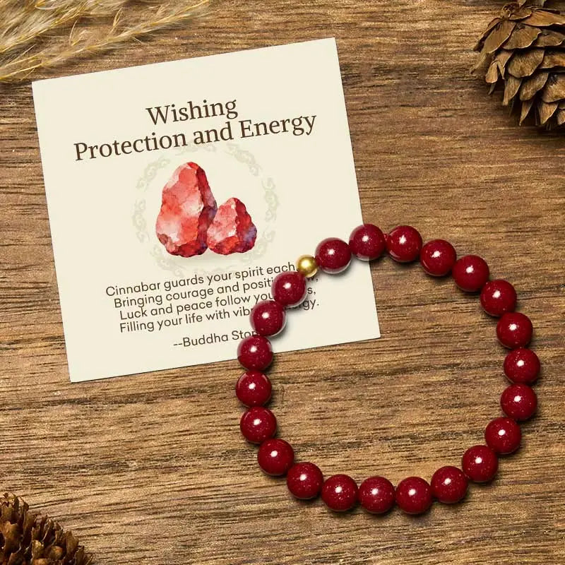 Fortune Jewel "Wishing Protection and Energy" Cinnabar Bracelet Includes Gift Message Card Fortune Jewel