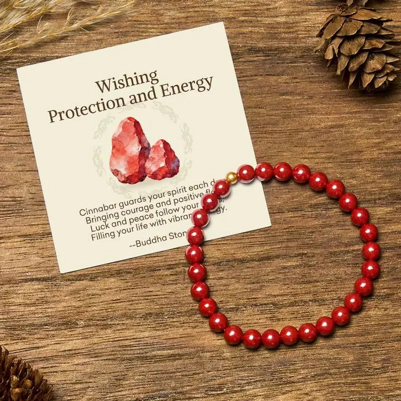 Fortune Jewel "Wishing Protection and Energy" Cinnabar Bracelet Includes Gift Message Card Fortune Jewel
