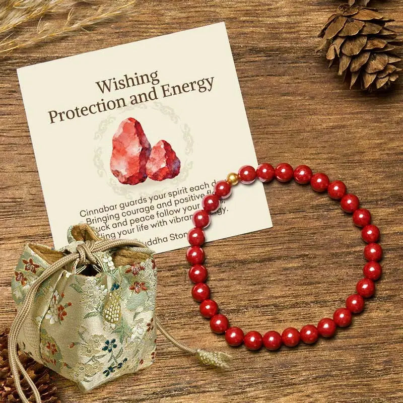 Fortune Jewel "Wishing Protection and Energy" Cinnabar Bracelet Includes Gift Message Card Fortune Jewel