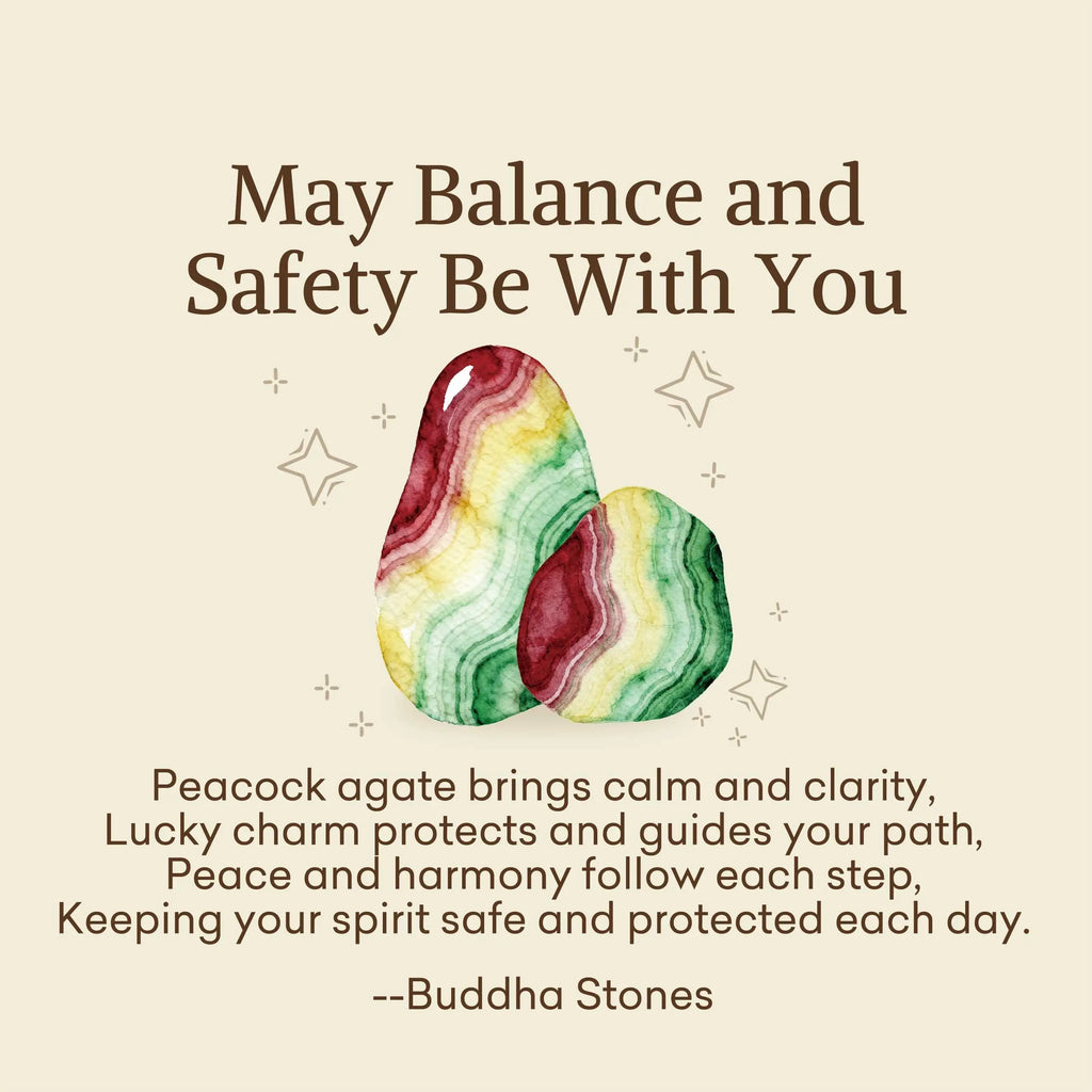 Fortune Jewel "May Balance and Safety Be With You"Peacock Agate Bracelet Includes Gift Message Card Fortune Jewel