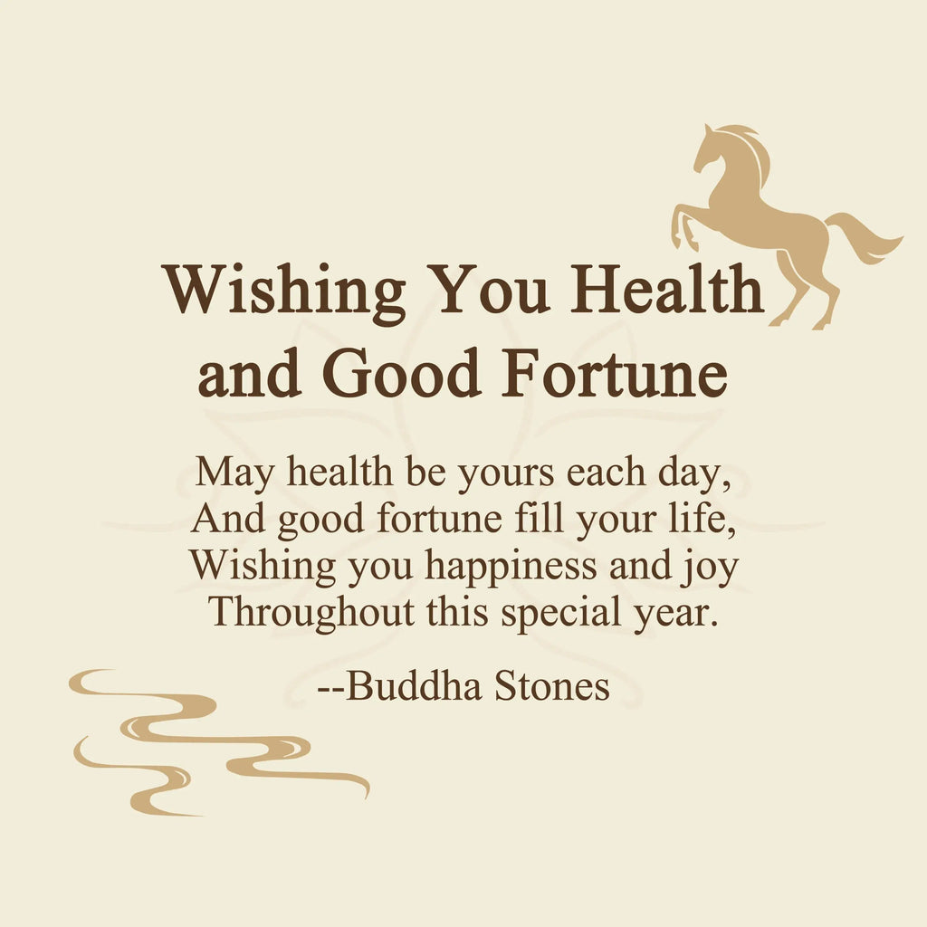 Buddha Stones "Wishing You Health and Good Fortune" Year of the Horse Includes Gift Message Card Fortune Jewel