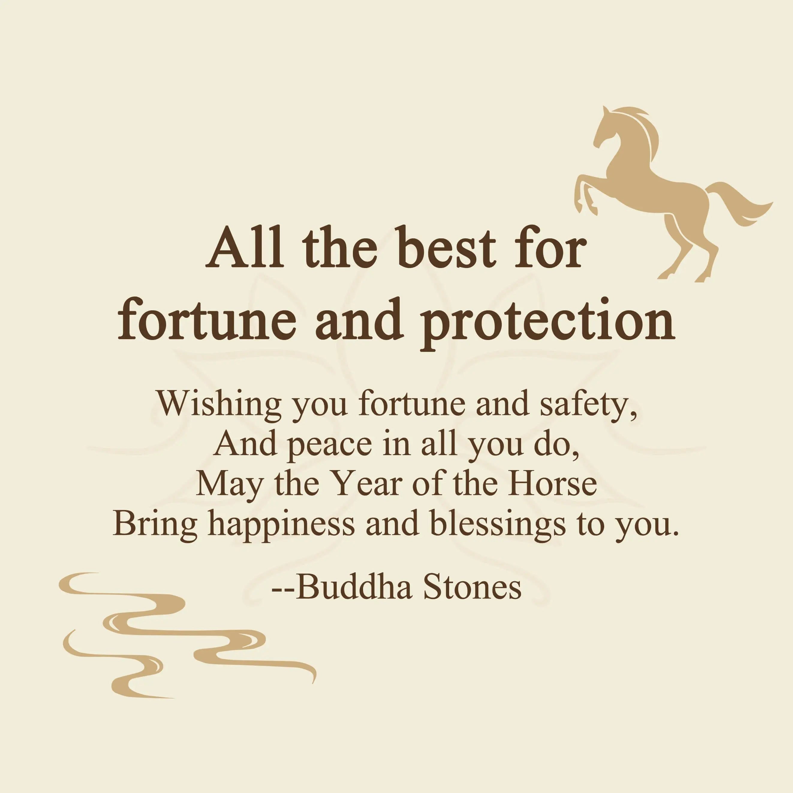 Buddha Stones "All the Best for Fortune and Protection" Year of the Horse Includes Gift Message Card Fortune Jewel