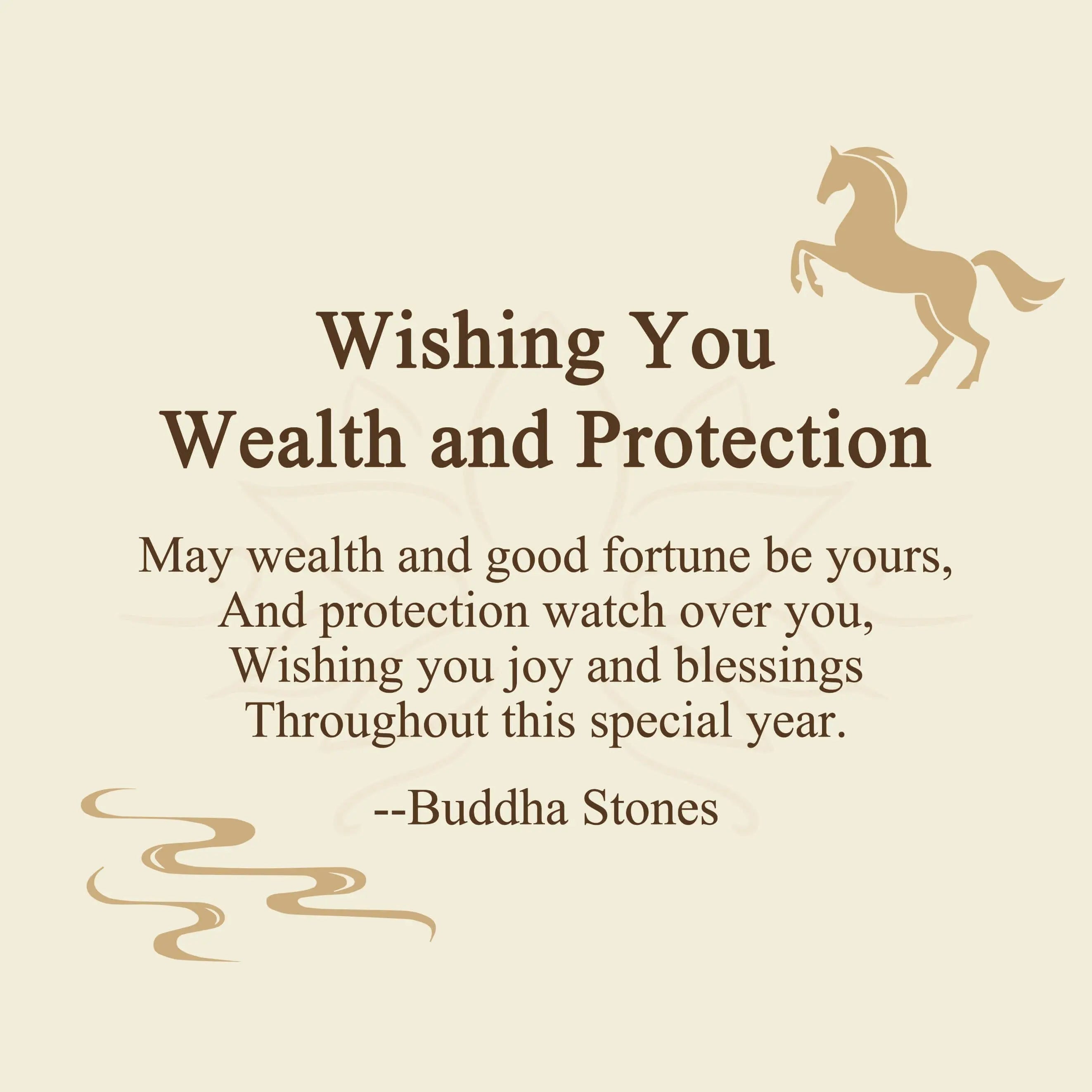 Buddha Stones "Wishing You Wealth and Protection" Year of the Horse String Includes Gift Message Card Fortune Jewel