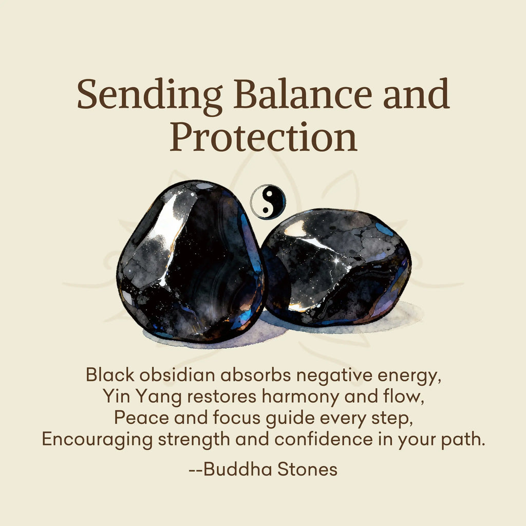 Fortune Jewel "Sending Balance and Protection" Obsidian Yin Yang Necklace Includes Gift Message Card Fortune Jewel
