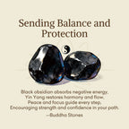 Fortune Jewel "Sending Balance and Protection" Obsidian Yin Yang Necklace Includes Gift Message Card Fortune Jewel