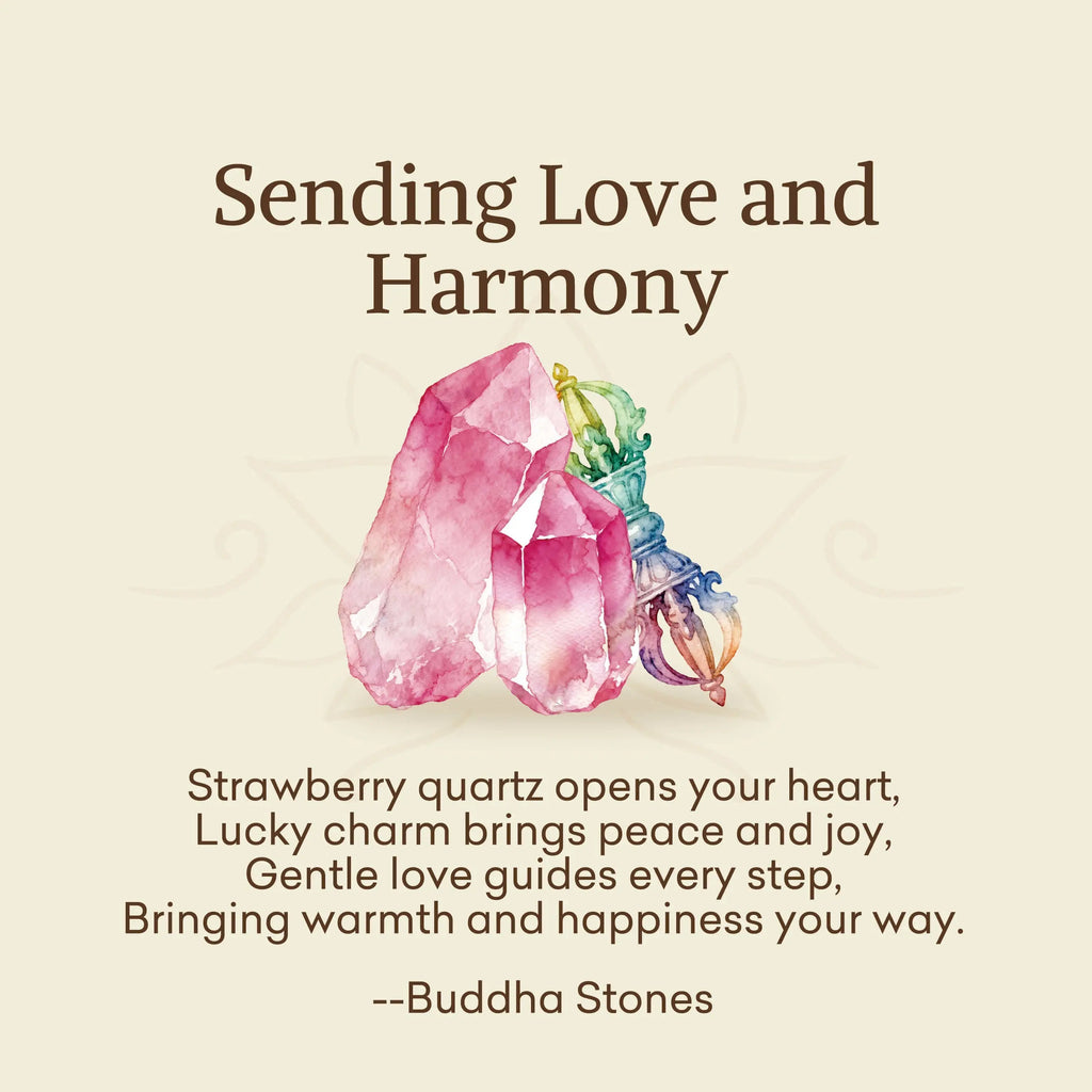 Buddha Stones "Sending Love and Harmony"Strawberry Quartz Bracelet Includes Gift Message Card Fortune Jewel