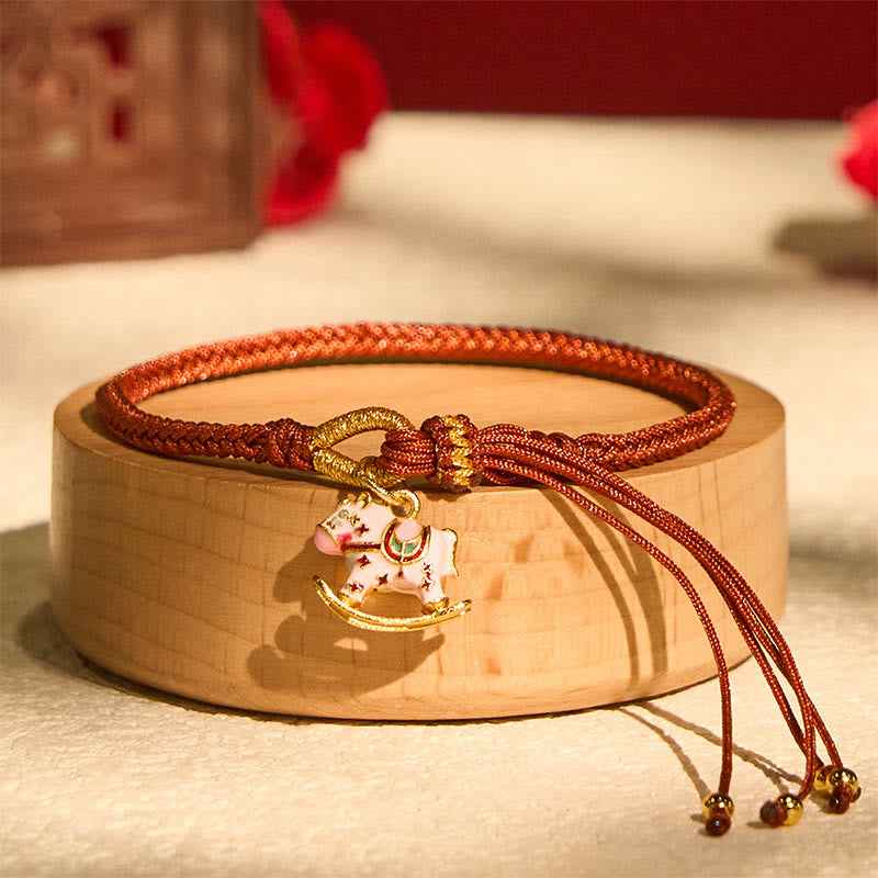 Fortune Jewel Chinese Zodiac Year of the Horse Red String Luck Braided Bracelet