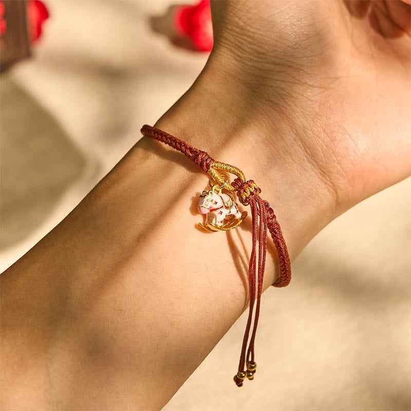 Fortune Jewel Chinese Zodiac Year of the Horse Red String Luck Braided Bracelet