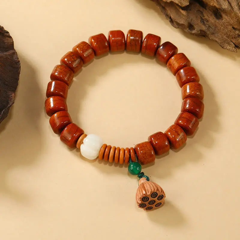 Buddha Stones Bone Beads Lotus Peace Buckle Design Enlightenment Bracelet Fortune Jewel