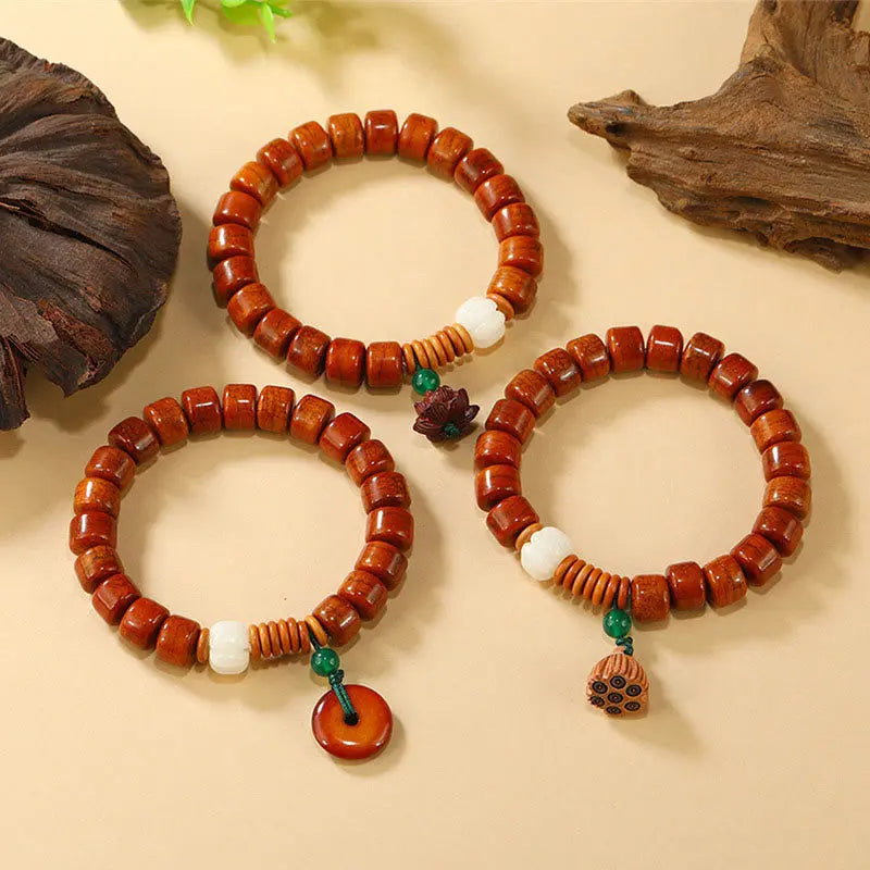 Buddha Stones Bone Beads Lotus Peace Buckle Design Enlightenment Bracelet Fortune Jewel