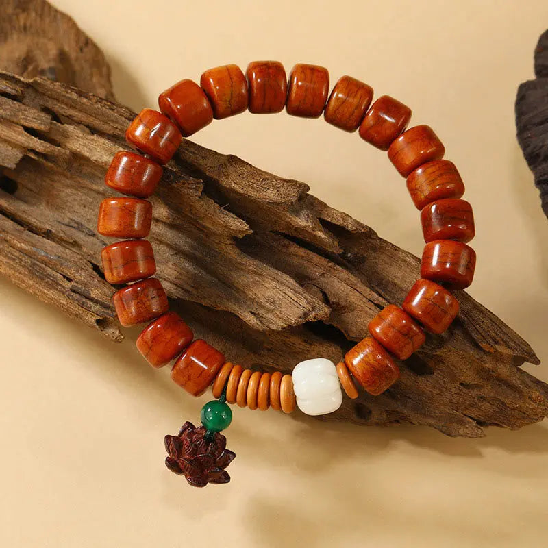 Buddha Stones Bone Beads Lotus Peace Buckle Design Enlightenment Bracelet Fortune Jewel