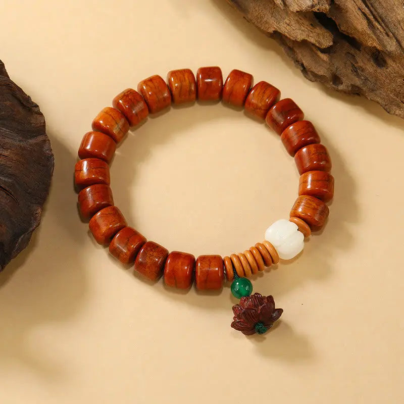 Buddha Stones Bone Beads Lotus Peace Buckle Design Enlightenment Bracelet Fortune Jewel