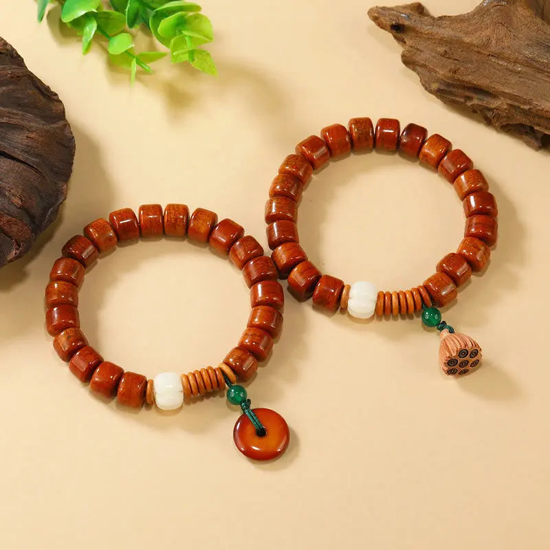 Buddha Stones Bone Beads Lotus Peace Buckle Design Enlightenment Bracelet Fortune Jewel
