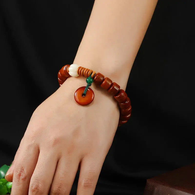 Buddha Stones Bone Beads Lotus Peace Buckle Design Enlightenment Bracelet Fortune Jewel