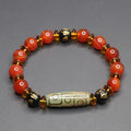 Fortune Jewel Red Agate Nine-eye Dzi Bead Six True Words Calm Bracelet Fortune Jewel